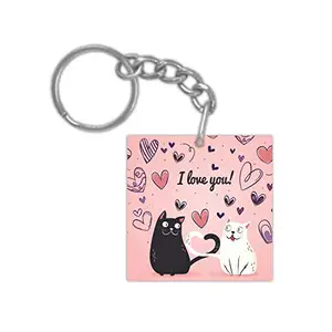TheYaYaCafe Yaya Cafe Valentine Gifts for Girlfriend Wife, I Love You Cats Keychain Keyring