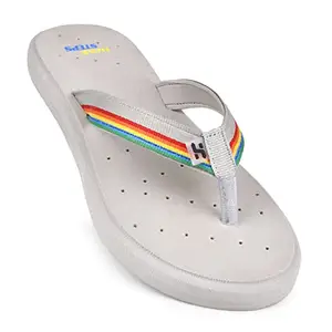 Hike Steps Rainbow Grey Flipflops | Cushioned Footbed | Trendy and Stylish | Outdoor Styling for Women (Size- 4)