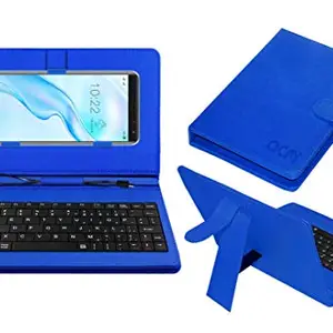 ACM Keyboard Case Compatible with Spinup A6 4G Mobile Flip Cover Stand Direct Plug & Play Device for Study & Gaming Blue
