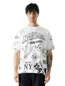 The Souled Store Official Spider-Man: Crime Fighter Men Oversized T-Shirts White