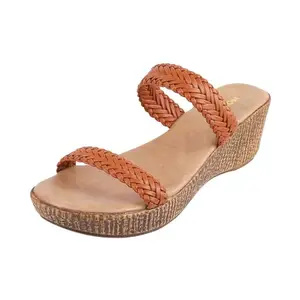 Mochi Women Tan Synthetic Leather Wedge Heel Fashion Sandal UK/3 EU/36 (34-118)