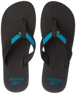 REEBOK Men Textile/Synthetic Drift flip Swim Flip Flop BLACK/SEA PORT TEAL UK-6