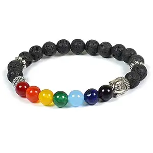 FOREVER Gems Amazing 7 Chakra Bracelet Original Certified by Lab Rare Healing Crystal Bracelet AA++ Seven Chakra Lava Armlet For Wearing Purpose 7 चक्रा ब्रेसलेट