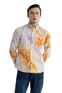 SNITCH Salvo Tie Dye Orange Corduroy Tie & Dye Slim Fit Fit Shirt