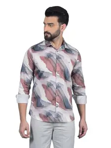 Crimsoune Club Men's Multi-Color Printed Shirt(L)