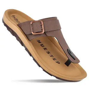 WALKAROO PLUS Dual Tone Buckle Strap Sandals for Men, Cushion Sole, Slip-On Sandals - WGP53087 Brown