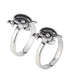 DHRUVS COLLECTION?Exclusive 925 Pure Sterling Silver Oxidized Toe Ring (Thai Trend) Peacock Style Or Mid Finger Ring For Girls And Women (Bichhiya)