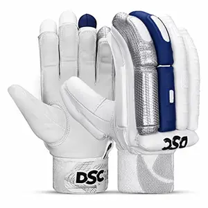 DSC Condor Surge 2.0 Leather Cricket Batting Gloves for Mens, Size - Youth, Left Hand (Blue/Silver)