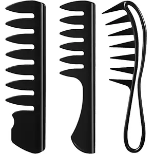 Patelai 3 Pieces Styling Comb Sets, Black Wide Tooth Comb Teasing Wet Comb Detangling Shampoo Comb Shaping and Teasing Wet Hair Comb for Men Women Hair Styling Hair Salons Most Hairstyles