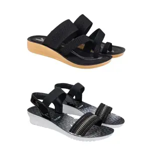 SPORTER Extra Soft Classic Casual wear with Flexibility Technology Heel Combo for Women's/Girl's(6140+1931)(6) Multicolor