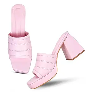 FROH FEET Women Fashion Trending Open-Back Solid Comfortable Sole'Fancy Block Heel Sandal For Womens & Girls