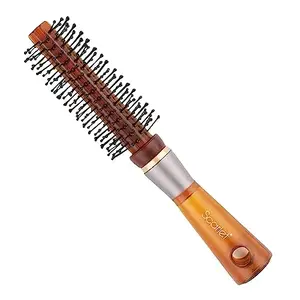 Scarlet Line Professional Medium Round Hair Brush For Styling with Anti Slip Handle n Ball Tip Nylon Bristles for Women n Men_Brown Color