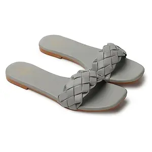 Blinder Grey fancy slides slippers for womens and girls