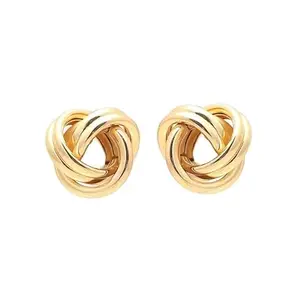 PDY FASHION Love Knot Stud Earrings for Women, Gold-Tone Twisted Design Luxury Italian Design Lightweight Stylish Trending Jewelry | Casual and Office Wear | Minimalist Cute Korean Earrings | Gift for Wife, Girlfriend Birthday Party