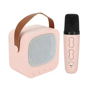 LJCM Karaoke Machine, Bass Treble Adjustment Karaoke Speaker Machine 6 Sound Effects for Home (Pink)