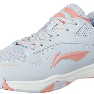 Li-Ning Men Ultra Power Non-Marking Badminton Shoe|Indoor Sports|Stability Heel, Prototypical Sole, Lightweight Shoe (Arctic ICE/Lobster Bisque,UK 1)