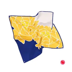ULOS Women's Orange Rose Printed Style Satin Head Scarf - Neck Scarf (Square) (22"x22")
