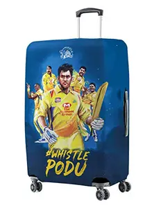 Nasher Miles x Chennai Super Kings (CSK) Polyester Blue Whistle Podu 75 cm (28 Inch) Large Protective Luggage Cover