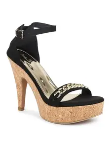 Inc.5 Women Black Party Stiletto Heels With Ankle Loop