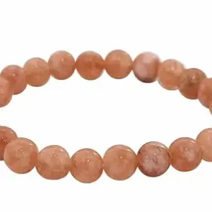 Divinity Healing Crystals Peach Moonstone Natural Crystal Bracelet Lab Certified 8 mm Semi Precious Gemstone Unisex AAA Grade Premium Stretchable Band Bracelet for Healing Meditation and Manifestation