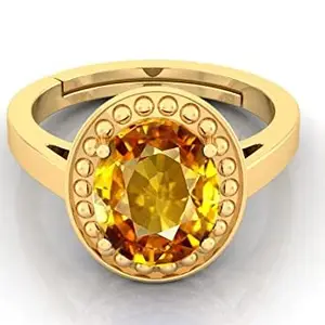 SANWARIYA GEMS 3.25 Ratti To 20.25 Ratti Yellow Sapphire (Pukhraj) Gemstone Adjustable Ring Gold Plated Ring For Men And Women
