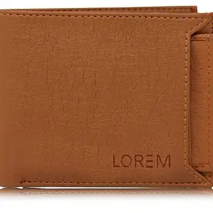 LOREM Tan Men Additional/Removable Card Slot Artificial Leather Wallet | Stylish Artificial Leather Wallet for Mens | Genuine Artificial Leather Mens Wallet (Fz-Wl03)