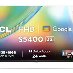 TCL 80.04 cm (32 inches) Bezel-Less S Series Full HD Smart LED Google TV 32S5400 (Black) price in India.