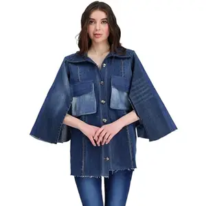 The Walk Store – Capesleeve Blue Denim Jacket For Women | Breathable Cotton – Denim (Medium)
