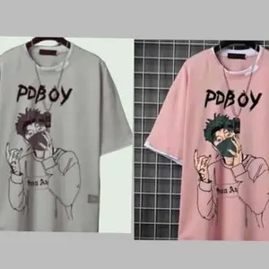 Printed Couple Pink, Grey T-Shirt PD (Pink & Grey) L