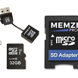 MEMZI PRO 32GB Micro SDHC Memory Card for Samsung Galaxy S9, S9+, Note 8, J2 Pro, A8, A8+ Cell Phones - High Speed Class 10 95MB/s Read 60MB/s Write 4K Full HD Recording with Mini USB Reader