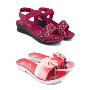 Women's Comfortable Sandal,Casual Lightweight Sandal for Everyday Wear | (Combo 2)-1934-1964-5