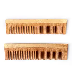 Odhilife Neem Wooden Comb | Secrets Everyday Kacchi Neem Comb | Hair Growth, Hairfall, Dandruff Control | Hair Straightening, Frizz Control | Comb for Men, Women | 2 in1 | Pack2