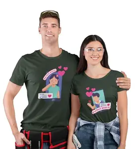 JD TRENDS We are A Perfect Match Couple Print (Green) T-Shirts