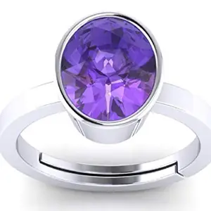 NAMDEV GEMS9.00 Carat Amethyst Silver Plated Ring Katela Ring Original Certified Purple Natural Jamuniya stone Ring Astrological Adjustable Ring