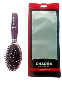 CHAOBA Professional Professional Classic Round Paddle Hair Brush with Strong & flexible nylon bristles For Grooming, Straightening, Smoothing, Detangling Hair, ideal for Men & Women, Pink (CHB_22)