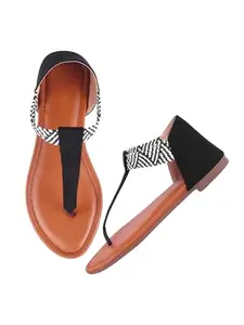 SilverArrow Women's Verdox Flats Sandals, Black, 5UK