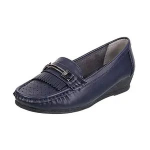 Walkway by Metro Brands Women's Blue/Navy Loafers-5 UK (38 EU) (31-9826)