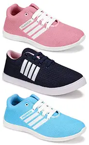 WORLD WEAR FOOTWEAR Multicolor (9236_5053_5054) Women's Casual Sports Running Shoes 8 UK (Pack of 3 Pair)