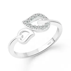Vighnaharta Nature Leaf CZ Rhodium Plated Alloy Fashion Ring for Women and Girls - [VFJ1345FRR11]