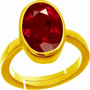 AKSHITA GEMS 13.25 Ratti 12.50 Carat Natural Ruby Stone Manik Ring Adjustable Panchdhatu Gold Plated Ring for Men & Women
