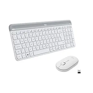 Generic Fix Systems Shop MK470 Slim Wireless White Keyboard and Mouse Combo - Modern Compact Layout, Ultra Quiet, 2.4 GHz USB Receiver, Plug n' Play Connectivity, Compatible with Windows - White (Pack of 4)