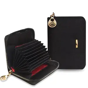MATSS Black Nylon Fabric Card Holder Wallet for Women | 9 Card Slots | Women Cash Wallet with Zipper Closure