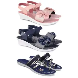 Women's Comfortable Sandal,Casual Lightweight Sandal for Everyday Wear | (COMBO-3)-1968-1972-1945-6
