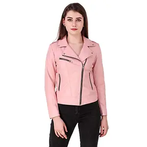Leather Elite Pink colour Girls Faux Leather Jacket For Roadies Woman