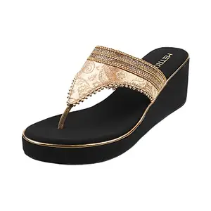 Metro Womens Synthetic Antic Gold Slip Ons (Size (7 UK (40 EU))