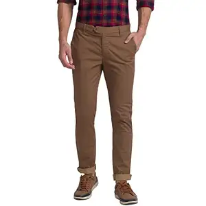 Raymond Men's Slim Mid Rise Trouser (RCTL00491-H6_Dark Khakhi_96), Brown