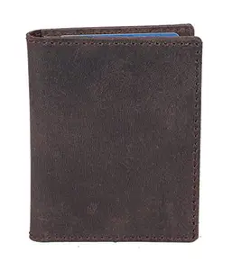 Men Brown Pure Leather RFID Card Holder 4 Card Slot 0 Note Compartment Saiqa1007