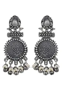 Jewel India Traditional Ethnic Oxidised Silver Black Polish Ghungroo Fashion Jhumka Earrings Jewelry for Women