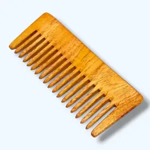 Neem Wooden Comb - Soaked In 13 Herbs, Neem & Sesame Oil For Hair Care, Frizz Control & Shine,Suited For All Hair Types (Pack of 3)