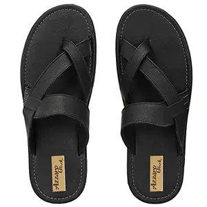 AZZARO BLACK Men's Pefect Look Synthethic Leather Slip On Flipflop Slippers 8UK/IND,Black